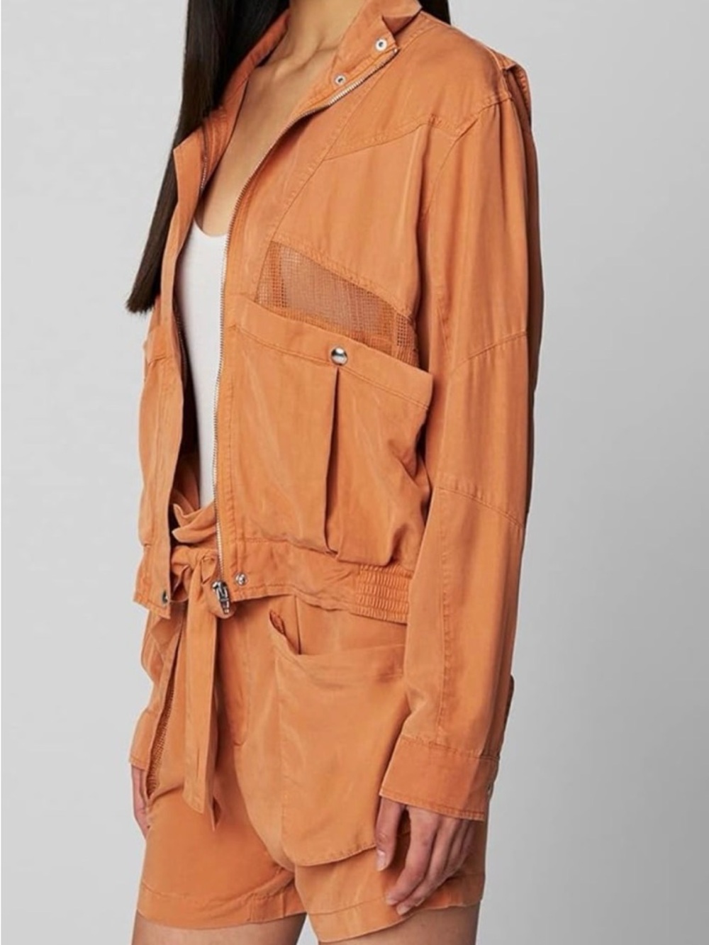 Blank NYC Women's Rust Utility Jacket with Tie-Waist